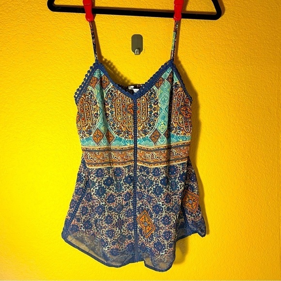 Collective CONCEPTS Spaghetti Strap Boho Summer Blouse Crochet Detail Festival S - Picture 13 of 13